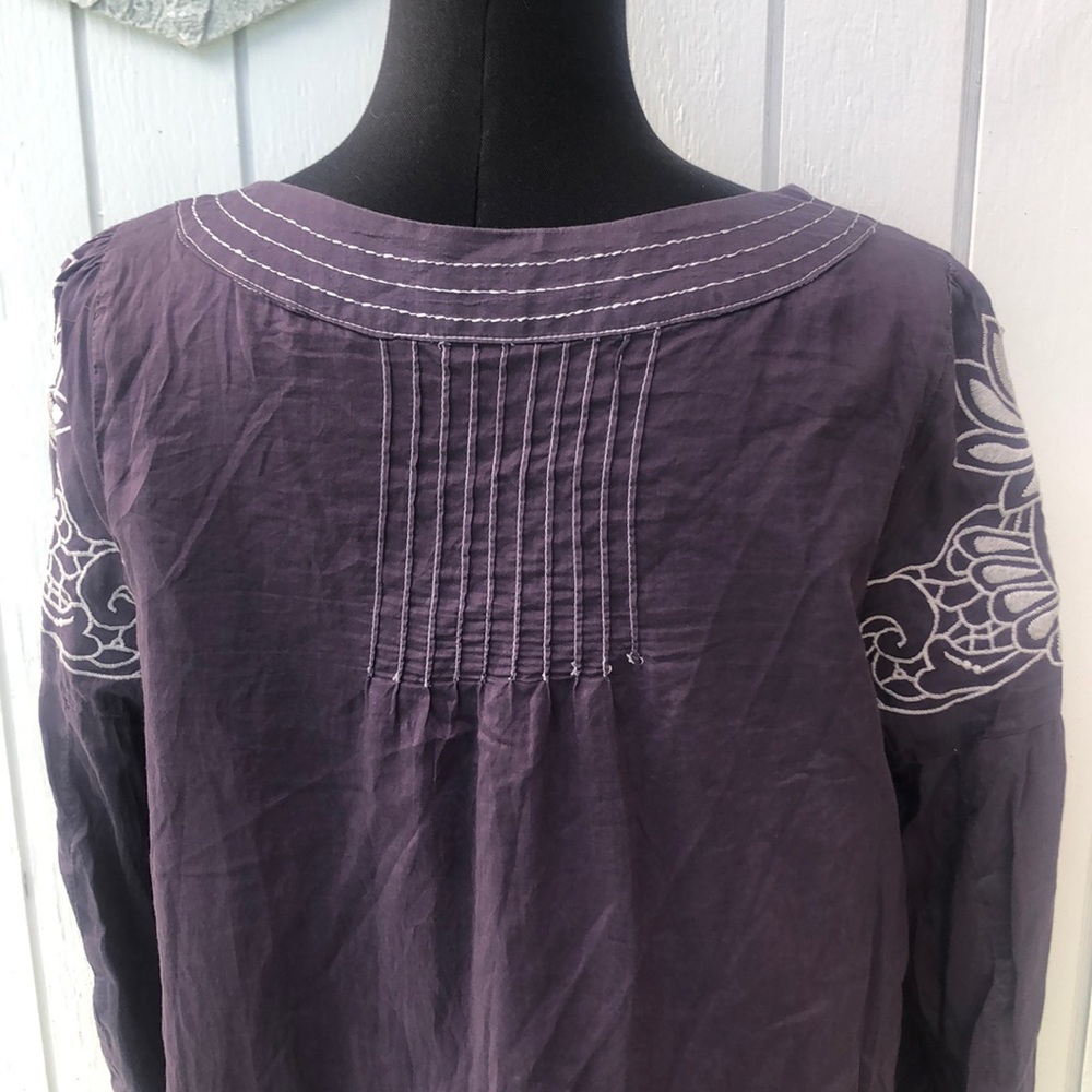 Trinity purple silk cotton embroidered blouse EUC - Picture 4 of 10